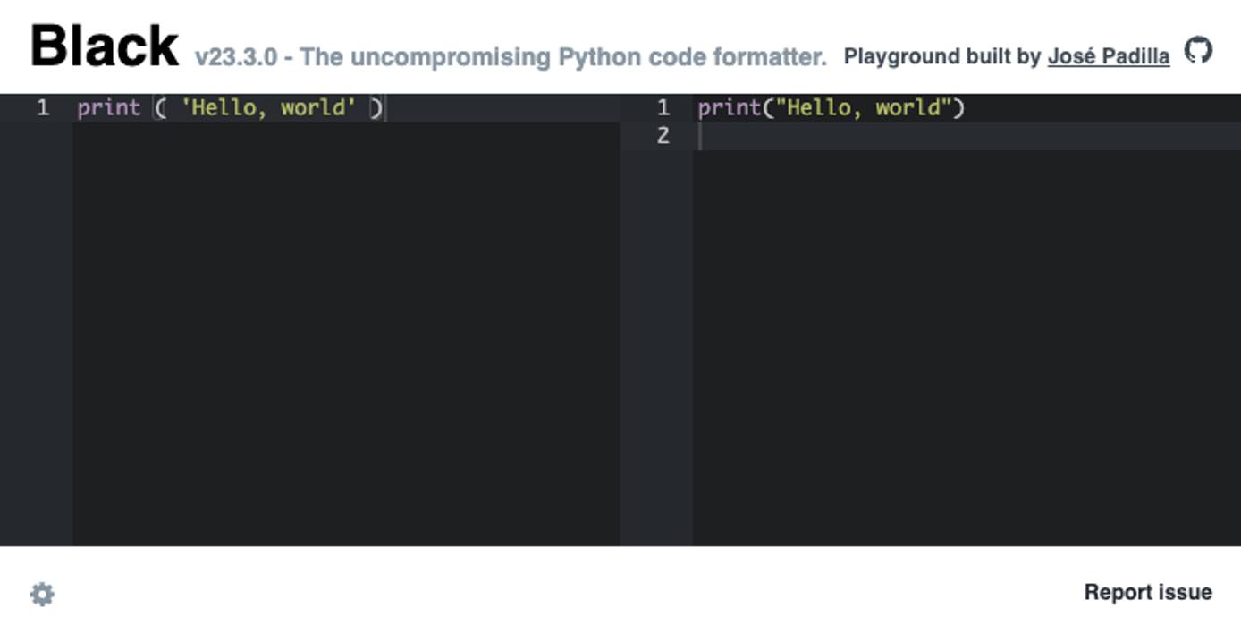 Python Hello, World in the online Black Playground. Python Hello, World in the online Black Playground.