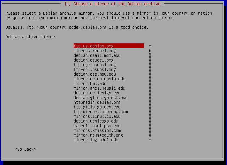 Debian 8 Mirror Selection