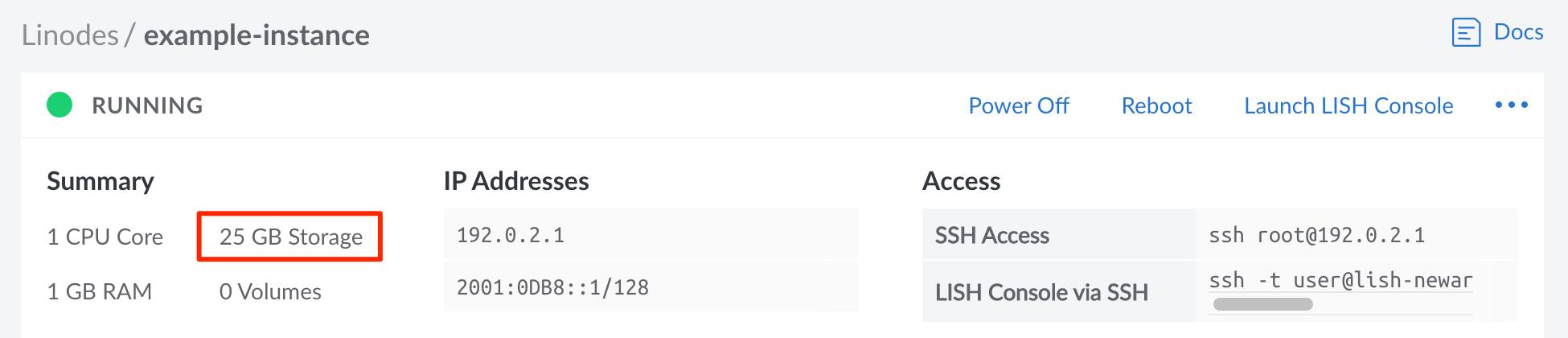 Screenshot of a Compute Instance’s total storage Screenshot of a Compute Instance’s total storage
